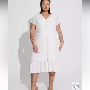 Torrid White Eyelet Midi Dress Size 2